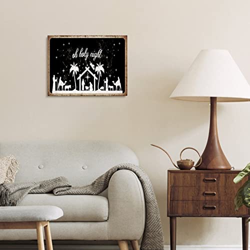 Arte de pared de Navidad Oh Holy Night para decorar tu galería o salón en fiestas 6