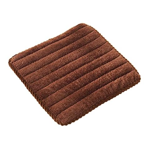 JLWM Chair Pad Plush For Dining Chair, Seat Cushion Solid Color Striped Winter Seat Pad Chair Cushion Not-slip With Ties Office Square-Coffee color-45x45cm Cover