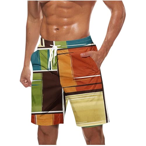 Beach Pants for Man Summer Loose Hawaiian Print Striped Tropical Shorts Trendy Holiday Straight Short Pant 2025