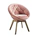 Zouron Rétro Chaise de Cuisine Scandinave avec Dossier Fauteuil Pivotant en Velours Pieds en Bois pour Bureau/Chambre/Salle à Manger/Coiffeuse/Salon, Rose