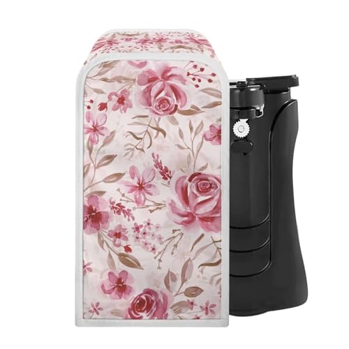 Annejudy Pink Roses Pattern Electric Can Opener Covers Dust and Stain Protection Can Openers Dust Cover Small Appliance Cover for Kitchen Decor Accessories