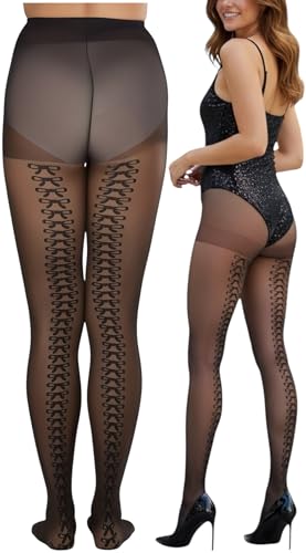 Image of ToBeInStyle Women's Ribbon Bow Twist Tie Opaque Sheer Hosiery Tights