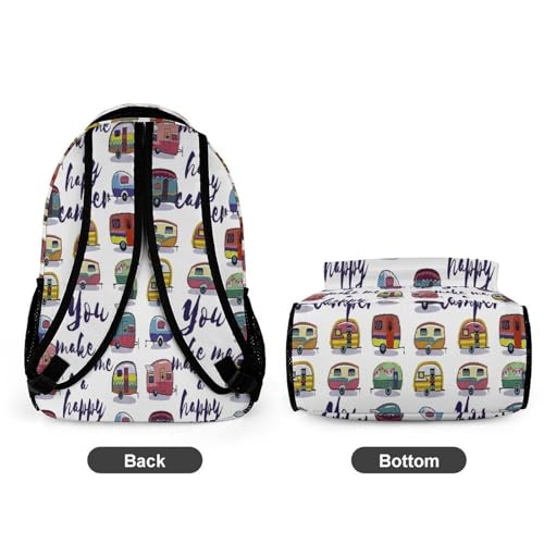 Happy Van Vehicles Cute Backpack Travel Daypack Lightweight Back Pack with Pockets4