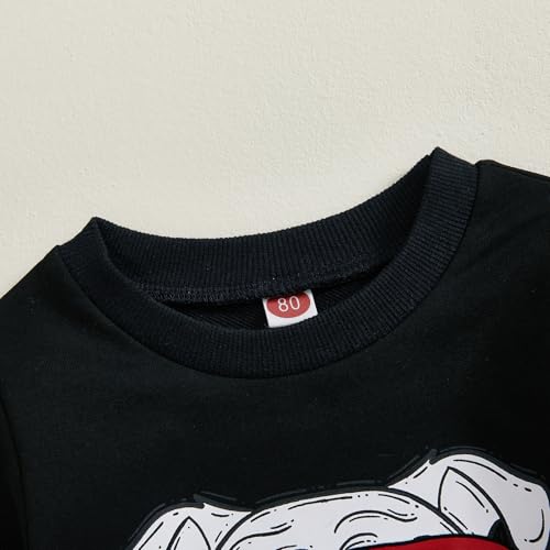 Chloefairy Toddler Baby Boy Football Outfit Game Day Sweatshirt Top and Pants Set 2Pcs Infant Fall Winter Clothes (Black, 0-6 Months)