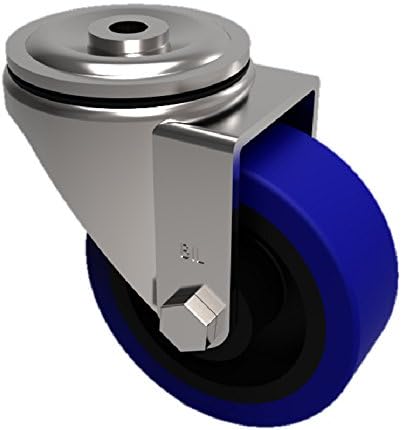 BIL BZEH125SRNBJBH12 Series BZEH Castor, Bolt Hole Fixing, High Quality Rubber on Nylon, 125 mm Diameter, 156 mm H, 12.1 mm Bolt Hole, 76 mm Head, 250 kg Capacity, 36 mm Tread, 106 mm Radius, Blue