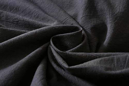 Image of F.Y.Dreams 100% Washed Cotton Duvet Cover for Weighted Blanket 80x87 inches with 16 Ties, Zipper on Long Side /Black Grey /Just Duvet Cover