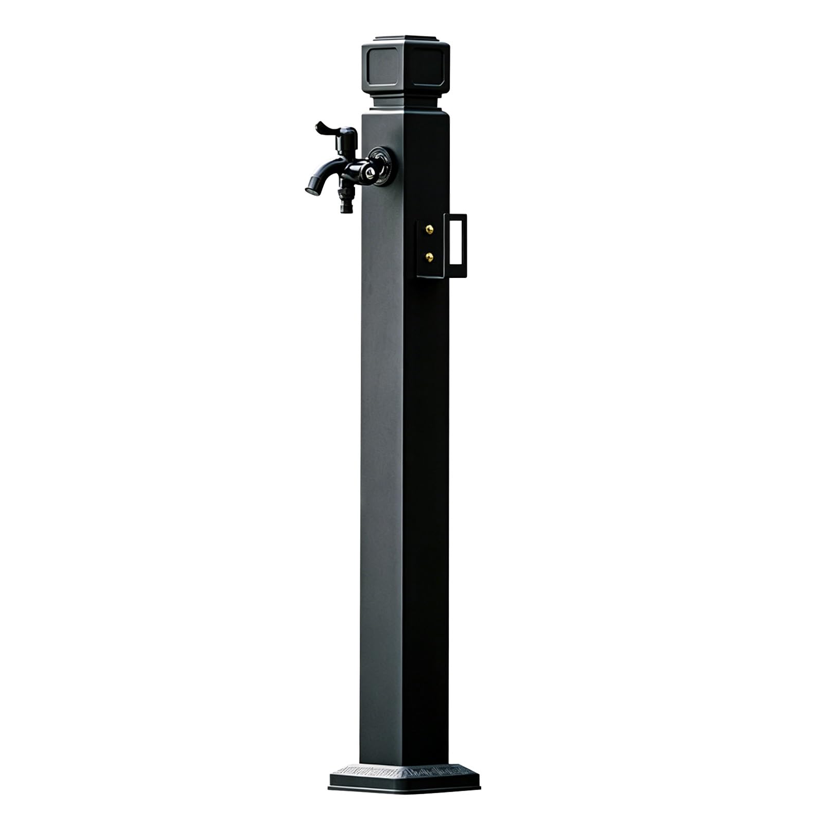 Outdoor Faucet, Freestanding Garden Water Column with Spray Gun & Hose Rack, Floor Mounted Hydrant Water Tap for Irrigation/Washing, Matte Black(B,Height: 60cm/23.6in)