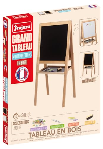 Jeujura - Grand Tableau Multifonctions en Bois - Jeu d'imitation - Une Ardoise en Bois - Une...
