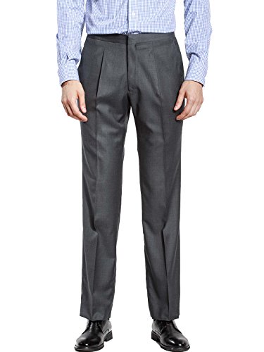 HBDesign Mens Casual Fashion Slim Fit Flat Straight Dark Grey Iron Free Pants