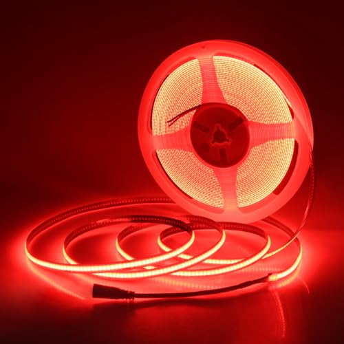 Aclorol Led COB Light Strip 10M Red Led Strip Lights Flexible Led Strip Lighting 24V Tape Lights for Bedroom Cabinet Other DIY Lighting 320Leds/m 10M(Power Supply& Dimmer Not Included)
