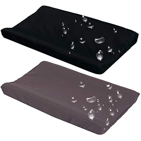 Belsden 2 Pack Waterproof Changing Pad Cover, Soft Microfiber Diaper Change Table Sheets for Baby Boys and Girls, Fit 32" x 16" Changing Pad, Machine Washable Durable, Black & Dark Grey Cover