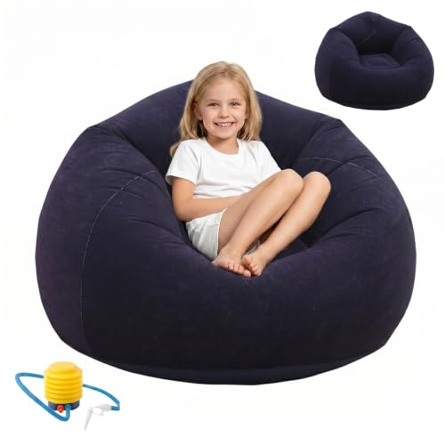 ALKNOT Sofá hinchable portátil e impermeable para exteriores, puf hinchable, camping, playa, piscina y viajes, hinchable, portátil, cómodo (azul)
