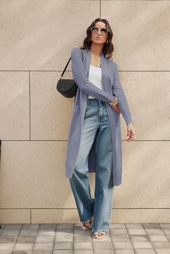 Image of GRACE KARIN Essential Solid Open Front Maxi Long Knitted Cardigan Sweater for Women