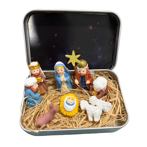 Mini Weihnachten Krippe Set In Einer Metalldose, Weihnachten...