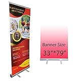 HAITIAN Aluminum Retractable Banner Stand 33x79, Roll up Banner Stand Graphic Size 33 x 79 Inches for Conference and Trade Show, Packed in A Padded Carrying Bag, Banner Does Not Included