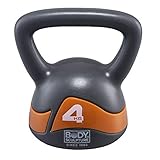 Body Sculpture(ボディスカルプチャー) BODY SCULPTURE ケトルベル 4kg 錆びないPEコーティング 体幹 ファンクショナルトレーニング BW117-04 グレー・オレンジ
