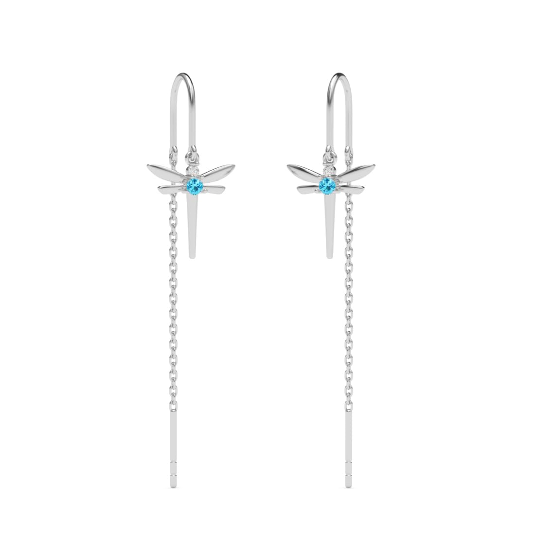 CLARA 925 Sterling Silver Sui Dhaga Threader Earrings | Platinum Plated Long Chain|Gift for Women and Girls