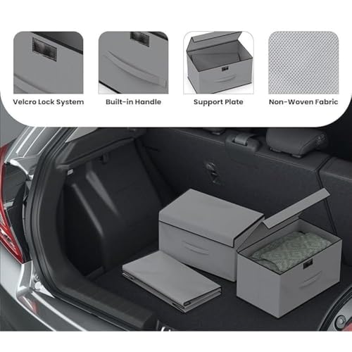 Image of Non-Woven Multipurpose Foldable Storage Box Wardrobe Closet Organizer Stackable Basket /Bins with Lid & Side Handle for Clothes, Toys, Books (Dark Grey, Pack of 2)