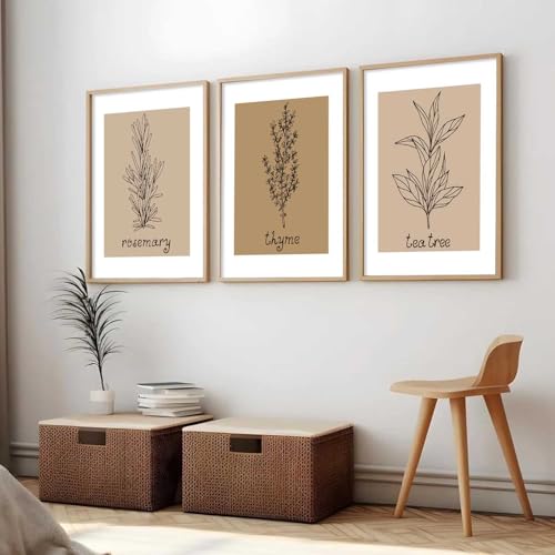Image of HOTHOUSE Botanical Wall Art Painting |Poster With Frame Wall Decoration Wall Paintings For Home Decor | Frames For Home Decor Office Living Room | Set of 3 (13X17 inch)