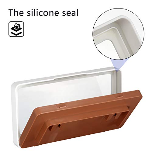Bathroom Waterproof Phone Holder, Wall Mount Shower Case Mount Shelf, Waterproof Anti-Fog Touch Mobile Holder, Punch-Free, for Shower, Kitchen, Compatible with Mobile Phones Under 6.8 Inches (White) - Thumbnail 6