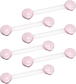 EuisdanAA Zamki do szafek Pitch 100mm zabezpieczony przed dziećmi zatrzask do szafki do kuchni łazienka drzwi do przechowywania gałki i uchwyty różowy biały 6 sztuk(Cerraduras de gabinete Pitch 100m