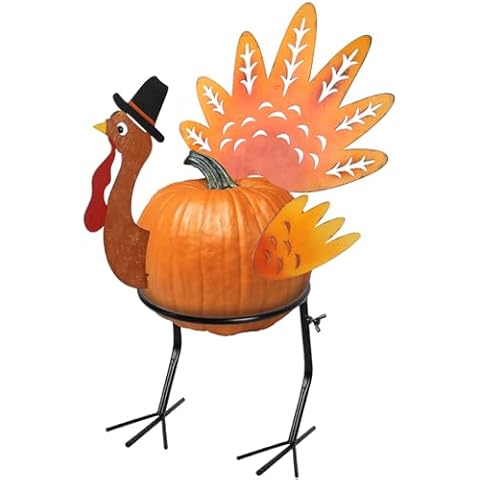 yosager Male Turkey Pumpkin Making Kit, Thanksgiving Decorations DIY Pumpkin with Stand, Colorful Metal Turkey Parts Poke into Pumpkin, Indoor/Outdoor Thanksgiving Autumn Fall Harvest Home Decor Cover