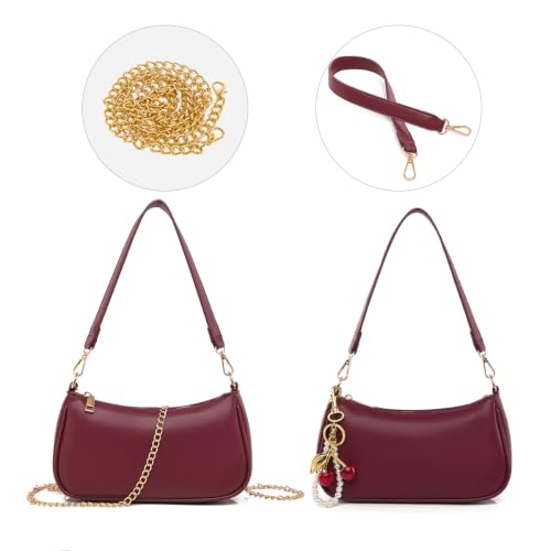 Image of Small Shoulder Bag for Women Mini Purse Retro Vegan Leather Hobo Purses Clutch Tote HandBags with Zipper Closure