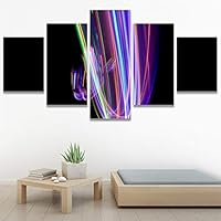 SIGNWIN 5 Panel Canvas Wall Art Abstract Brushstroke Closeup Digital Art Modern Artwork for Home Decorations Ready to Hang - 60