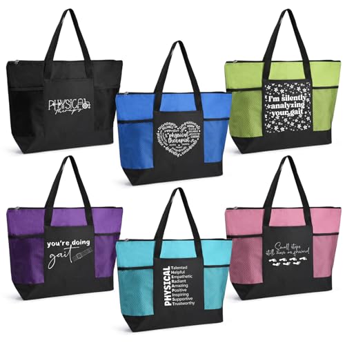 Sanwuta Physical Therapy Month Gifts Tote Bags Physical Therapist PT Reusable Bag Appreciation Gift with Zipper Mesh Pocket