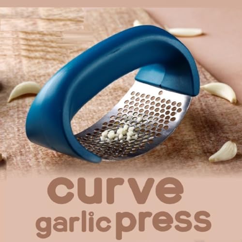 Image of Stainless Steel Garlic Crusher & Ginger Crusher | Manual Garlic Press with Ergonomic Handle (Blue)
