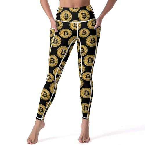Bitcoin Pattern Women's Yoga Pants Patterned Novelty High Waist Leggings Casual Workout Pant