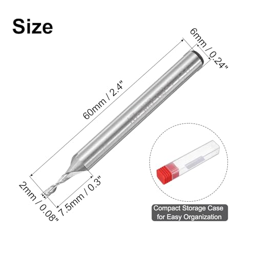 Image of uxcell 8pcs HSS-AL 2mm Cutting Dia 6mm Shank 2 Flutes End Mill Milling Cutter Router Bits Upcut Spiral Milling Cutter Tool for Wood PVC MDF Engraving