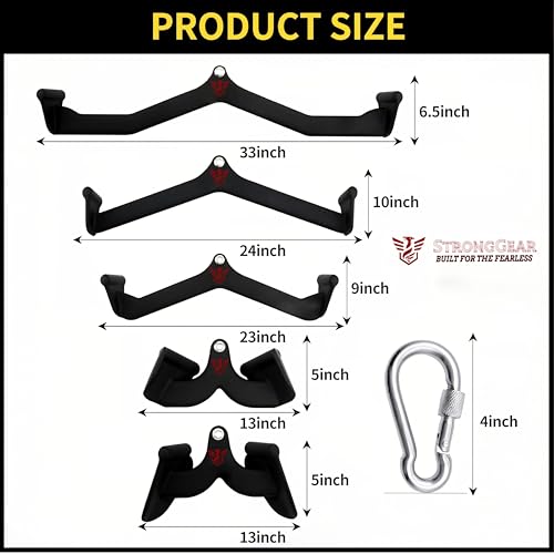 Image of Premium LAT Pulldown Attachments, Cable Machine Attachment, Cable Attachments for Gym, Tricep Bar, Curl Bar, T Bar Row Attachment, LAT Pull Down Bar with Snaphooks