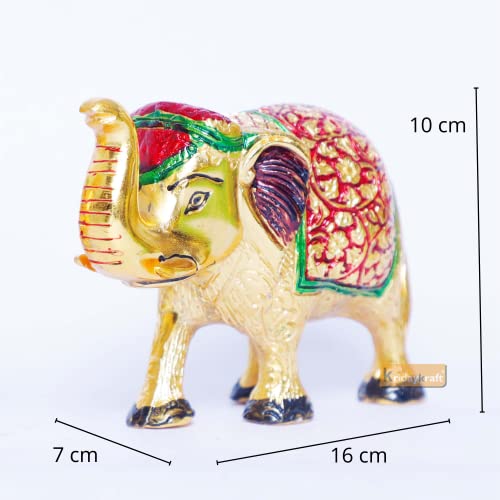 Image of KridayKraft Metal Elephant Medium Size Multicolor 2 pcs Set for Showpiece Enhance Your Home,Office & Table and Gift for Have House Warming Anniversaries, Birthday...