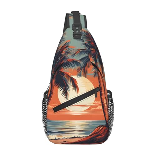 Bolso cruzado con diseño Hawaii Palm Tree para viaje y trekking miniatura 1