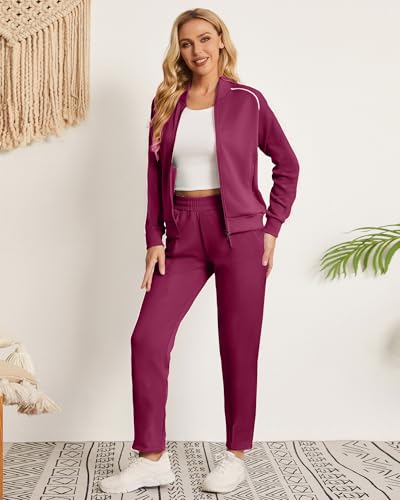 Women's Two Piece Tracksuit Long Sleeve Zip Up Sweatshirt Long Pants Outfits Jogger Sweatsuit Sets3
