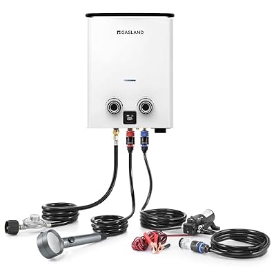 GASLAND Goshower G5 Pro Outdoor Propane Tankless Water Heater 1.32GPM, Portable Gas Water heater with Pump & Pipe Strainer for Off Grid, Ultra Slim Portable Hot Water Heater, 5L, 34,000 BTU