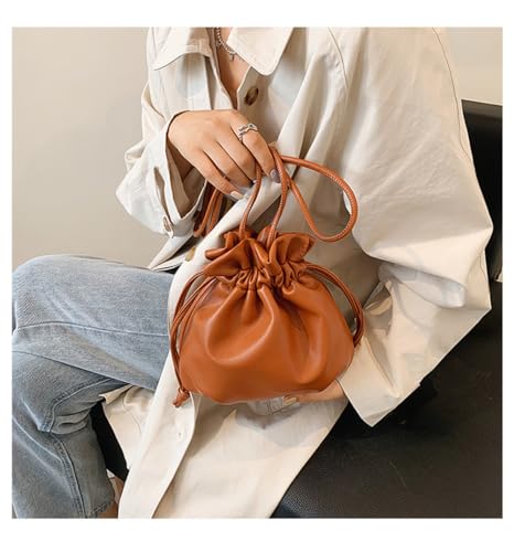 Oanexx Small Leather Drawstring Bucket Bag Hobo Bucket Bags And Purses Crossbody Bucket Satchel Bag Soft Drawstring Purse thumb #1
