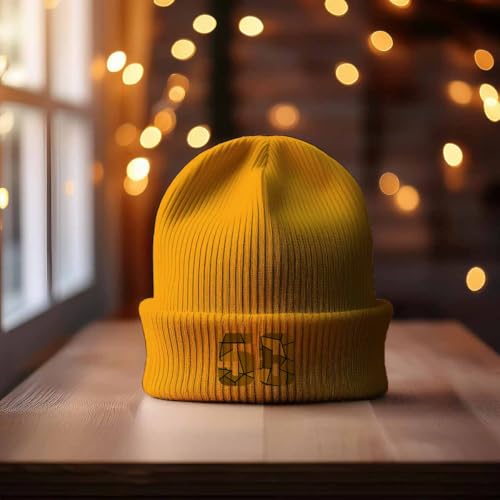 Bonnet 58 Number Cuffed Beanie Gold protège les oreilles du vent