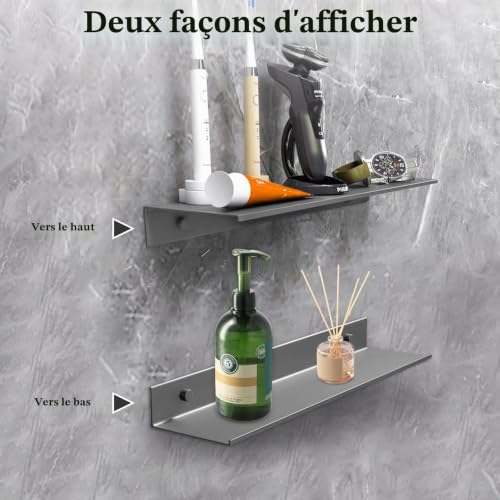 Lot de 2 Etagere Murale sans Percage, Etagere sans Percer Etagere Douche – vue 6