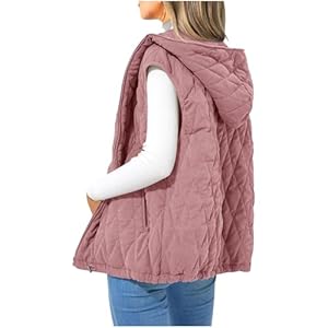 Flodxo Gilets et Bodywarmers pour Femmes Sans Manches Matelassés Doudoune d'Hiver Gilet Puffer Veste Thermique pour Dames à Capuche Zippée Veste d'Extérieur Décontractée Manteaux Rembourrés Gilets
