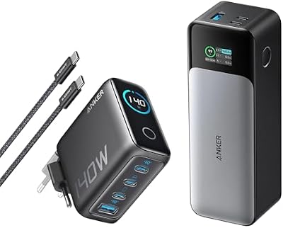 Anker Power Bank Ricarica Rapida 24000 mAh & Caricatore USB C 140W(Confezione)
