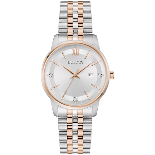 Image of Bulova Ladies' Classic Diamond Two-Tone Gold Stainless Steel 3-Hand Calendar Date Quartz Watch