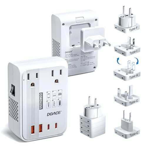 DOACE 350W Voltage Converter US to Europe for Hair Straightener Shaver Toothbrush CPAP Camera Cell Phone - 220V to 110V Converter for European Travel, Power Converter Adapter Combo with PD Chargers