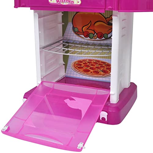 Gecheer Kinderküche Spielküche Kunststoff Spielzeugküche mit Licht- und Soundeffekten für Kinder ab 3 Jahren - Rosa – Bild 4