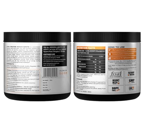 Image of AS-IT-IS ATOM Creatine Monohydrate 250g - 80 Servings | Dope Free | Enhances Performance | Promotes Muscle Gains | Coffee Fusion Flavour