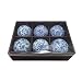 Three Hands 3" Set Of 6 Ceramic Blue And White Orbs in Blue