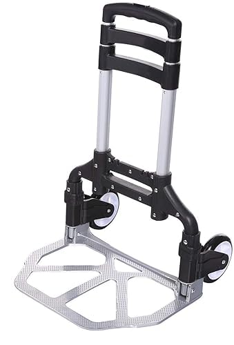 Virangna Enterprise Aluminum Foldable Luggage Trolley Carts Hand Puller Cart with 80Kg Folding Aluminum Heavy Luggage Trolley Foldable Hand Truck Carts Shopping Wheels (Foldable, Trolley)