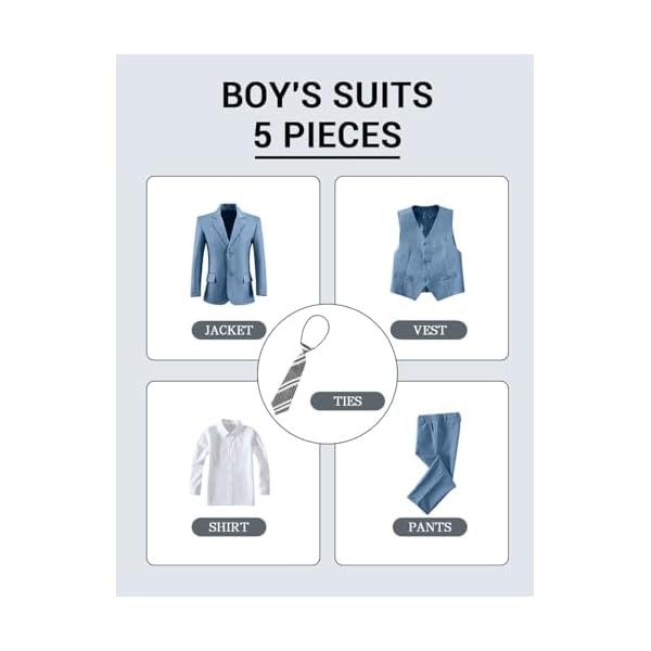 Boys' Formal Suit Set Slim Fit Kids Formal Suits Toddler Tuxedo Wedding Prom Classic Outfit for Teen - Image 4
