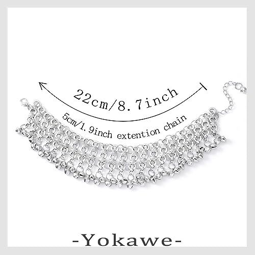Yokawe Boho Silver Bell Anklets and Bracelets Set – Adjustable Beaded Foot Jewelry for Women, Perfect for Beach and Casual Wear - Image 4